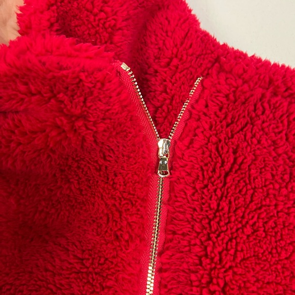 Talbots Plus fluffy pullover size 2X red teddy jacket top kangaroo pocket - Picture 4 of 6